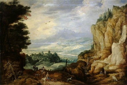 Joos de Momper (II) & Jan Brueghel (I) - Rock Landscape with a Waterfall (Hermitage)