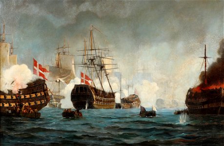 Christian Mølsted - The battle of Copenhagen April 1801. Free illustration for personal and commercial use.