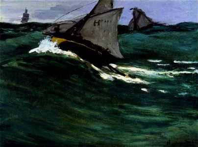 Monet-The-Green-Wave-1866. Free illustration for personal and commercial use.