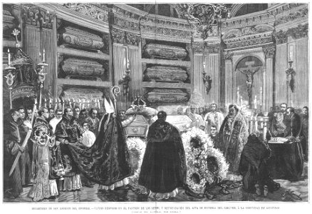 Monasterio de San Lorenzo del Escorial, último responso en el Panteón de los Reyes, y refrendación del acta de entrega del cadáver, a la comunidad de agustinos