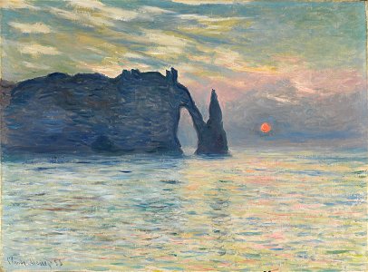 Monet - Sonnenaufgang bei Etretat. Free illustration for personal and commercial use.
