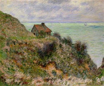 Claude Monet - La Cabane des Douaniers a Pourville (1882). Free illustration for personal and commercial use.