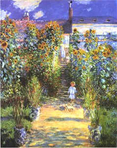 Monet - Garten des Künstlers bei Vetheuil. Free illustration for personal and commercial use.