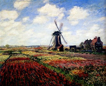 Monet Tulip Fields With The Rijnsburg Windmill 1886. Free illustration for personal and commercial use.