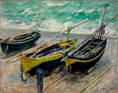 Claude Monet - Three Fishing Boats - Google Art Project. Free illustration for personal and commercial use.