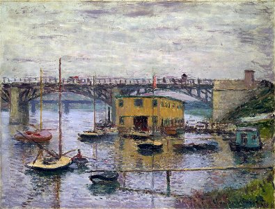 Monet - Bridge at Argenteuil on a Gray Day. Free illustration for personal and commercial use.