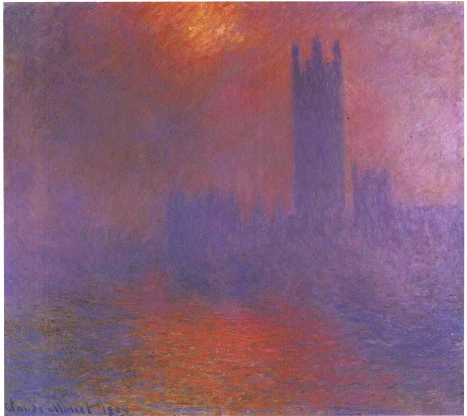 Monet - Parlament in London Wolken verhangene Sonne