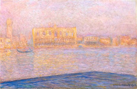 'Le Palais Ducal vu de Saint-Georges Majeur' by Claude Monet, 1908. Free illustration for personal and commercial use.