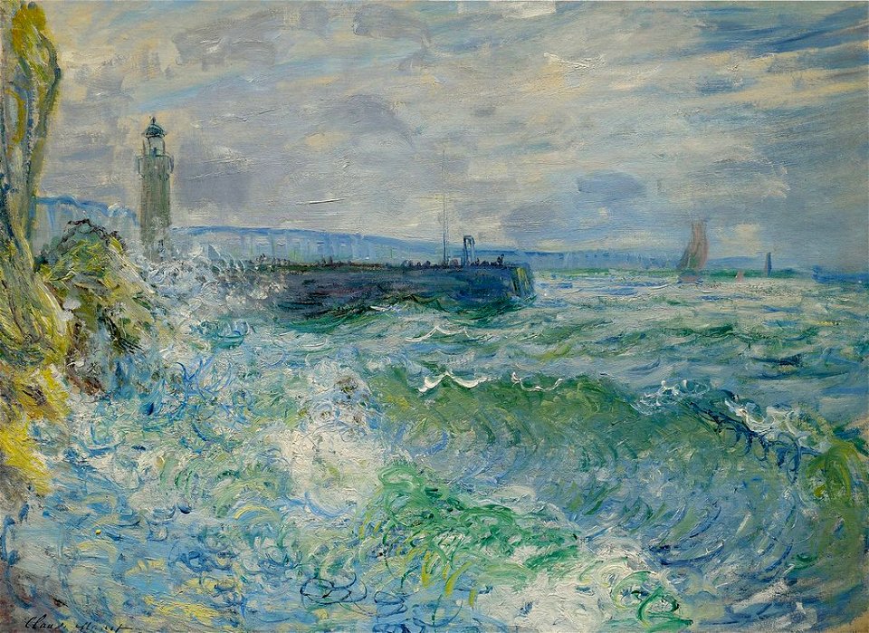 Monet w646 jetty at fecamp in rough weather