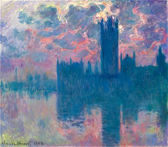 Monet Houses of Parliament, Sunset. Free illustration for personal and commercial use.