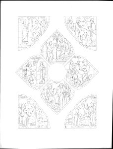 Monografie de la Cathedrale de Chartres - Atlas - Vitrail de St. Jaques Details - Gravure en traites