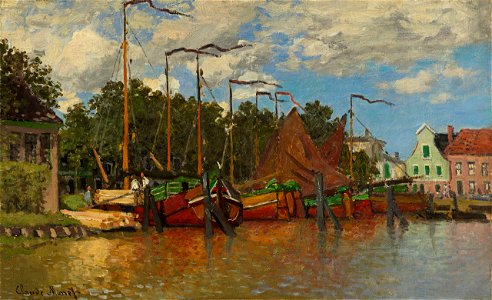 Monet 1871 Boats at Zaandamn. Free illustration for personal and commercial use.