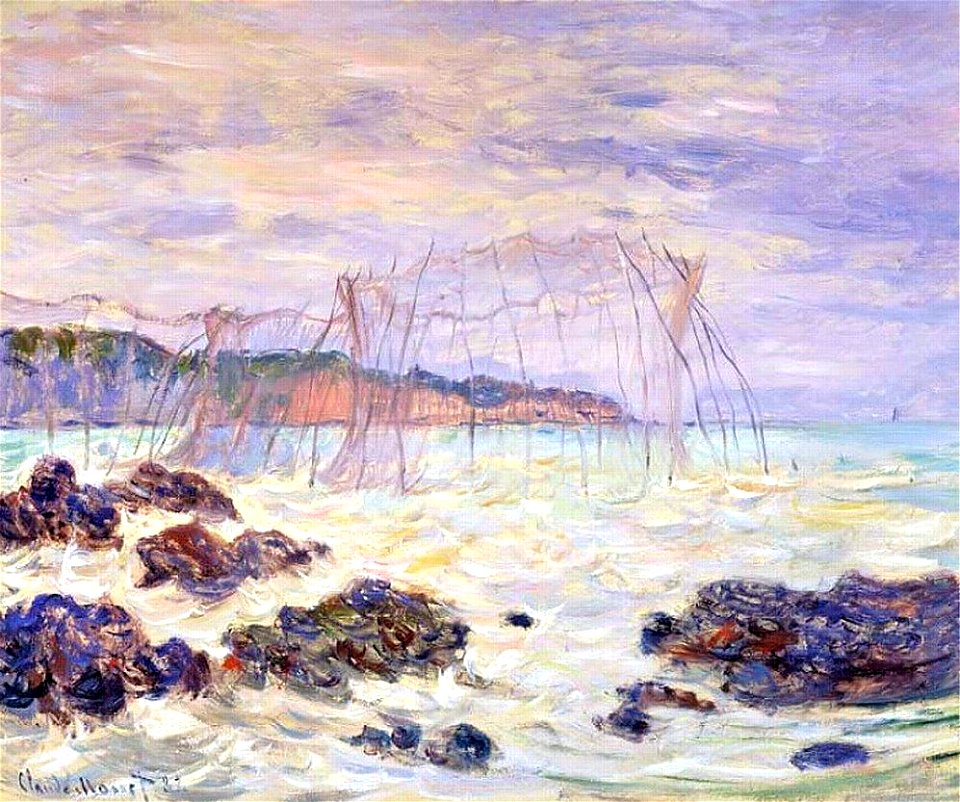 Monet w 769 fishing nets at pourville