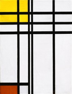 Mondrian - Opposition of Lines, Red and Yellow, 1937. Free illustration for personal and commercial use.