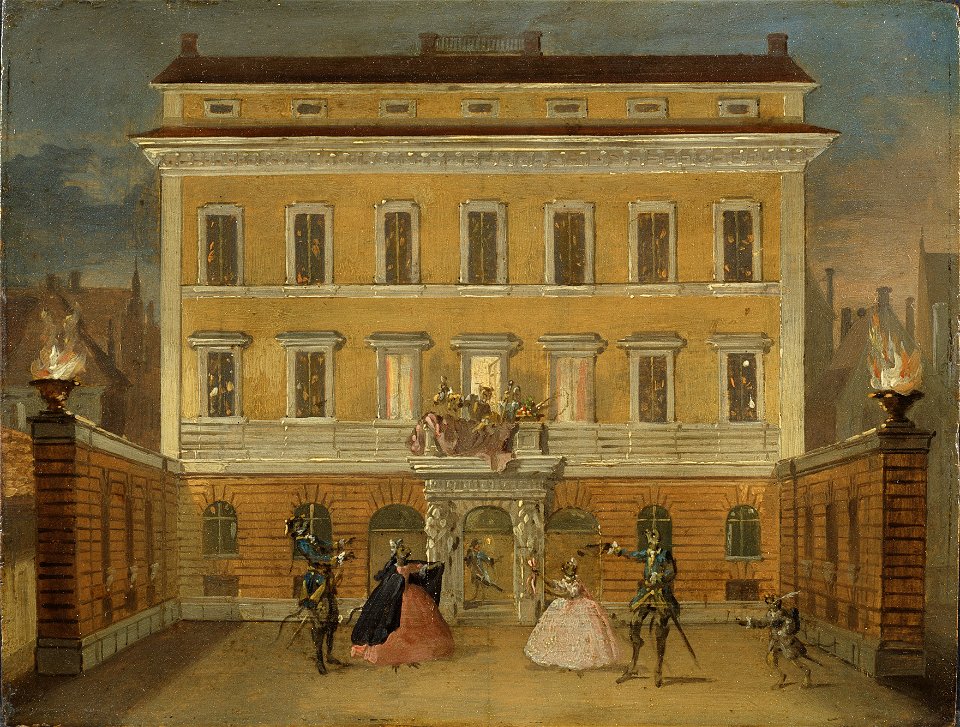 Monkeys Acting in front of the Governor's House, Stockholm (Johan Pasch d.ä.) - Nationalmuseum - 21727