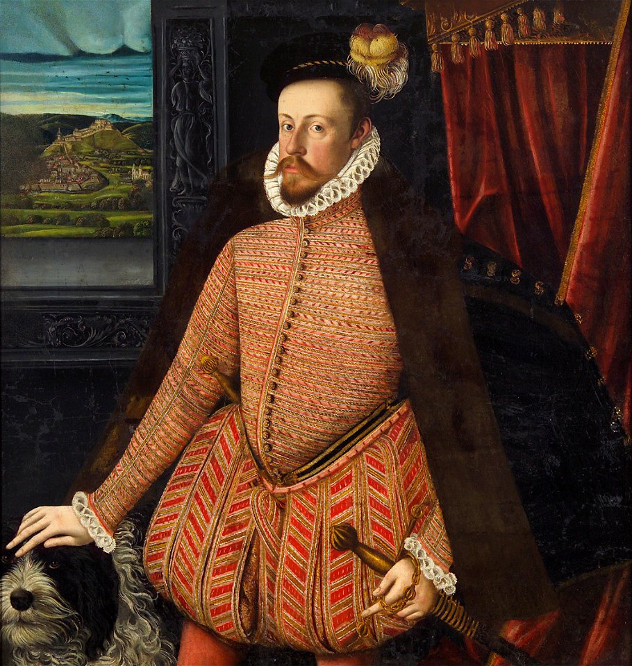 Monogrammist LP, , Schloss Ambras Innsbruck - Erzherzog Karl II. (1540-1590) mit dem Blick auf Graz, Kniestück - GG 9316 - Kunsthistorisches Museum