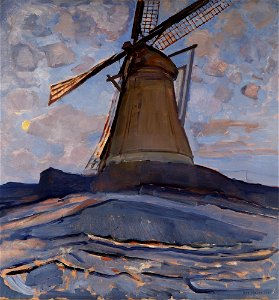 Piet Mondrian - Windmill (ca.1917). Free illustration for personal and commercial use.