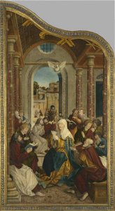 Martin Schaffner - Wettenhauser Hochaltar, Ausgießung des Heiligen Geistes Rückseite, ehemals Relief mit Anbetung der Könige - 673 - Bavarian State Painting Collections