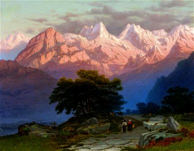 Marszewski Alpine landscape with staffage