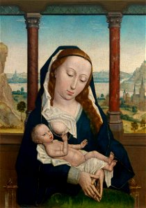 Simon Marmion, Virgin and Child, 1465-75, National Gallery of Victoria, Melbourne. Free illustration for personal and commercial use.