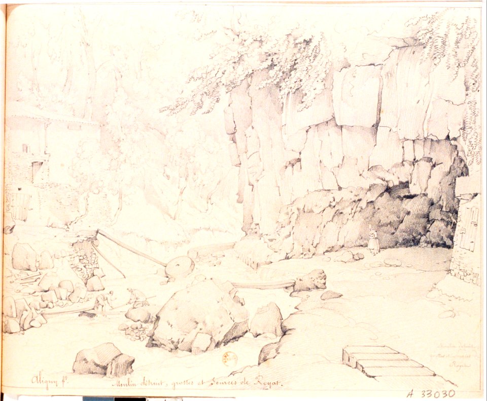 Moulin détruit, grottes et sources de Royat (Claude-Félix-Théodore d'Aligny)