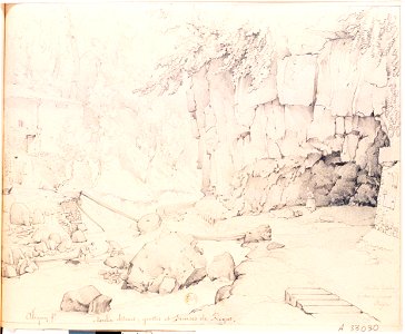 Moulin détruit, grottes et sources de Royat (Claude-Félix-Théodore d'Aligny)