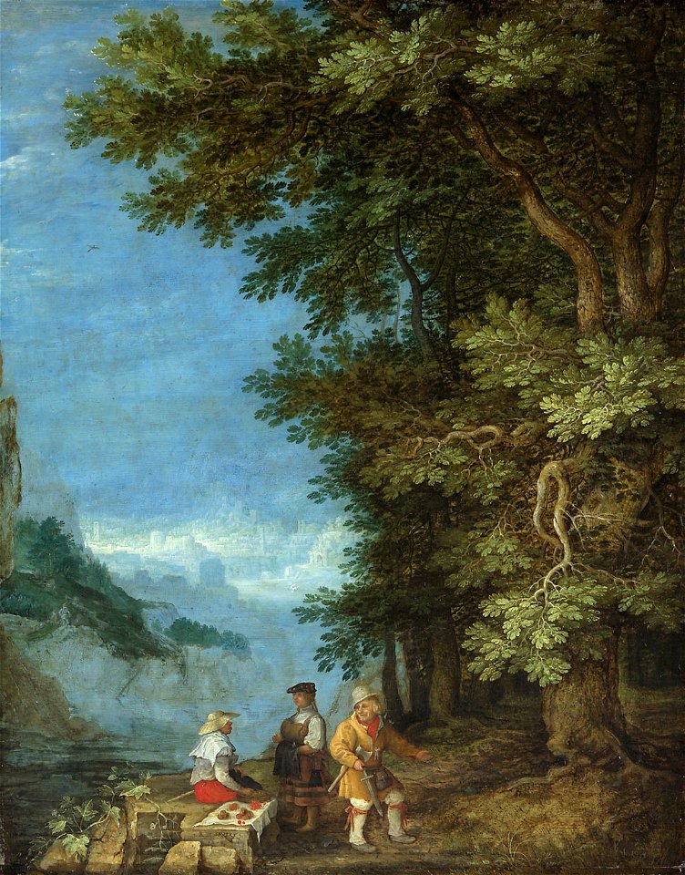 Mountainous Landscape with Greengrocers by Roelant Savery Kunsthistorisches Museum Wien GG 1081