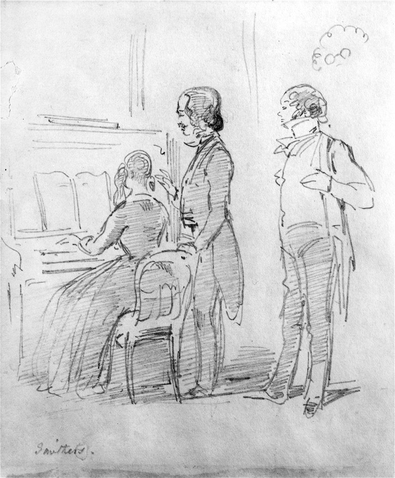 Mr and Mrs George Henry Lewes with Thornton Leigh Hunt by William Makepeace Thackeray