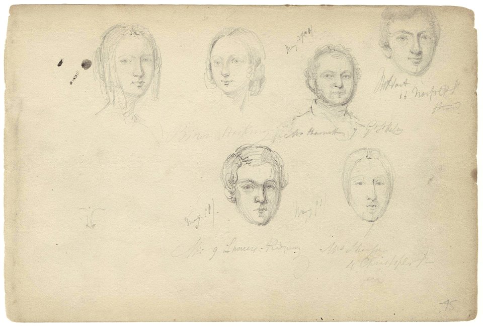 Mr Harnett; Mr Hart and four unknown sitters by William Egley