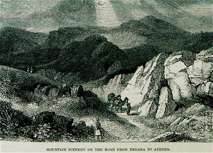 Mountain scenery on the road from Megara to Athens - Wordsworth Christopher - 1882. Free illustration for personal and commercial use.