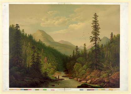 Mountain scene, 2 men, 1 fishing LCCN2003681764