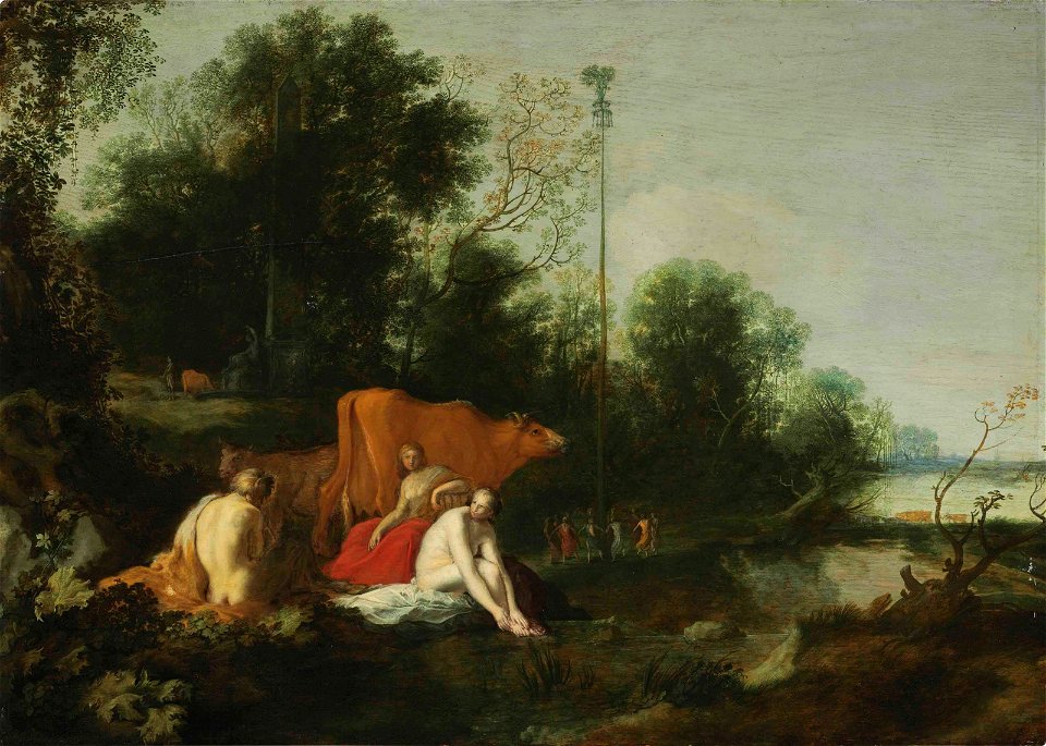Moses van Uyttenbroeck - An Arcadian wooded landscape with nymphs and cattle 2015 NYR 03747 0057