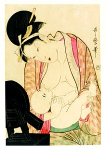 Mother nursing her child before a mirror stand (5758984227)