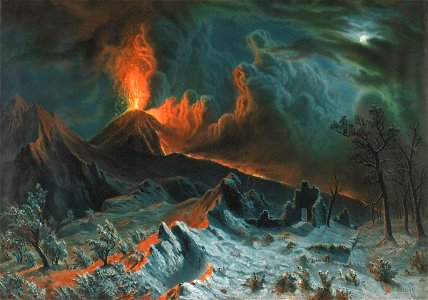 Mount Vesuvius at Midnight by Albert Bierstadt - BMA. Free illustration for personal and commercial use.