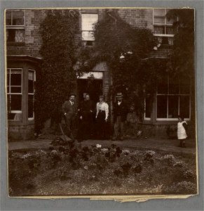 Mr & Mrs D. Emlyn Evans outside their home at Cemmaes (5449777)