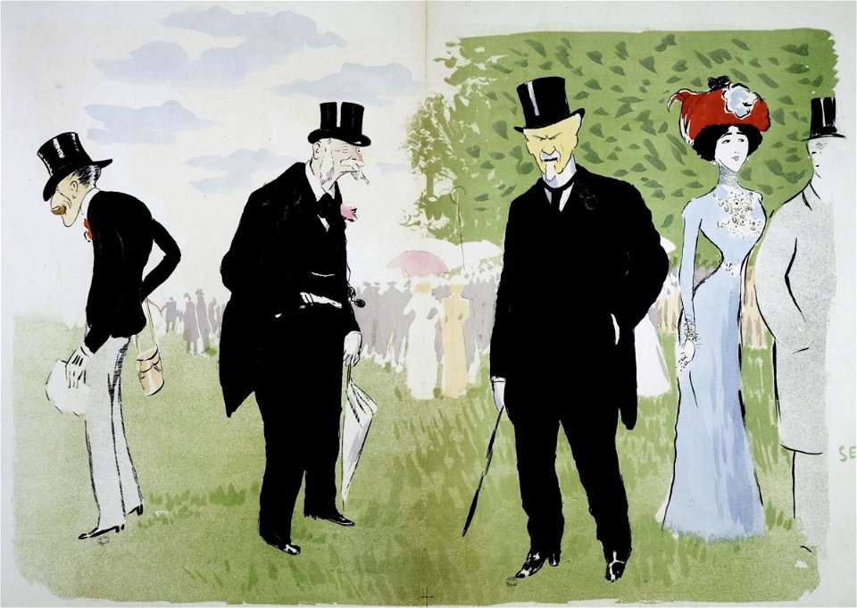 Mr Bamberger (père), Baron Alphonse de Rotschild, Mr Henri de Rochefort, Lina Cavalieri (cantatrice)
