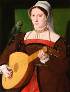 Master of the 1540s Portrait of a Woman Playing a Lute. Free illustration for personal and commercial use.
