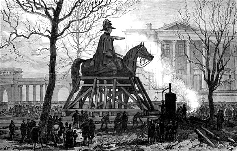 Moving the Wellington Statue, Hyde Park Corner, London (sketched April 24) - ILN 1883 (cropped)