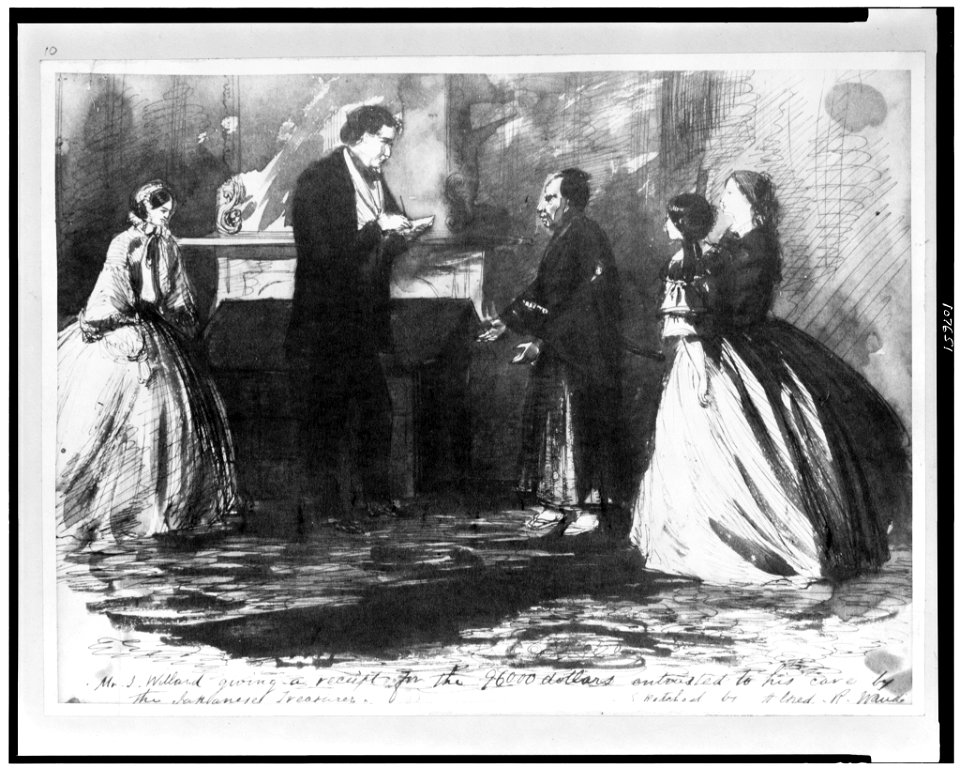 Mr. J. Willard giving a receipt for the 96,000 dollars entrusted to his care by the Japanese treasurer LCCN93507024