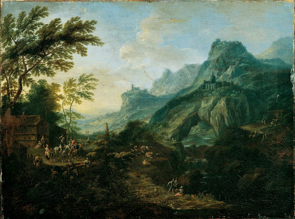 Maximilian Joseph Schinnagl - Ideale Berglandschaft mit Gehöft - 5593 - Österreichische Galerie Belvedere