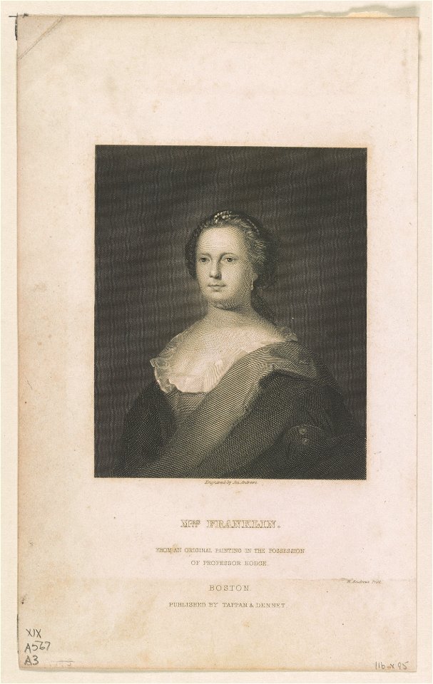 Mrs. Franklin - engraved by Jos. Andrews. LCCN90707841