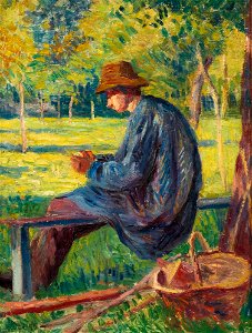 Maximilien Luce - Ludovic Rodo Pissarro dans le Jardin de son père à Eragny (1895)