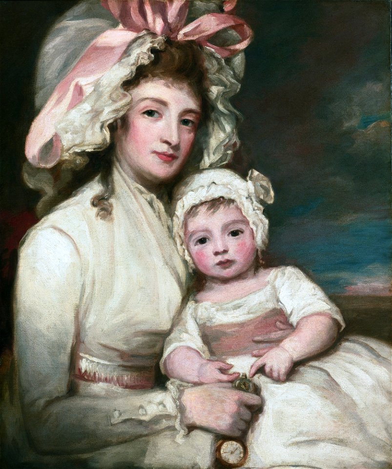 Mrs Henry Ainslie with her child, by George Romney