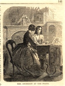Mrs. Otcheson at the piano (Boston Public Library)