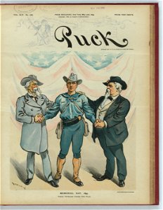 Memorial Day, 1899 - three veterans under one flag - Keppler. LCCN2012647425