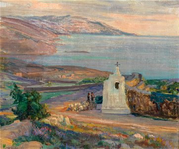 Menci Clement Crnčić - An Evening Coastal Landscape with Chapel