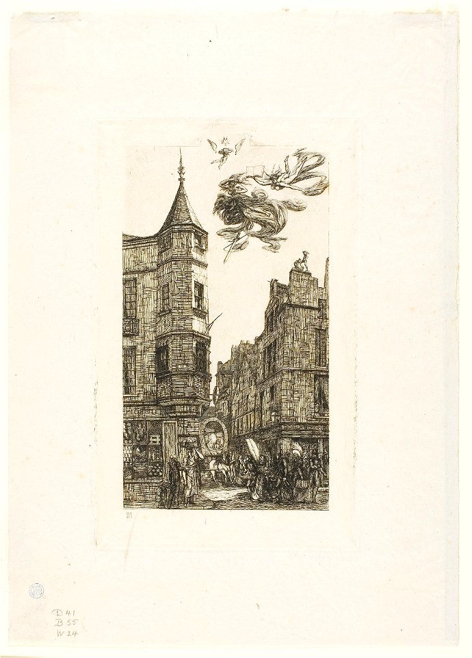 Meryon - House with a Turret, No 22, rue de l’Ecole de Médecine, Paris (called the Turret of Marat), 1909.236
