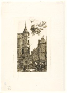 Meryon - House with a Turret, No 22, rue de l’Ecole de Médecine, Paris (called the Turret of Marat), 1909.236