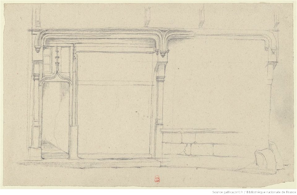 Meryon - Croquis de maisons et de détails d'architecture à Bourges, btv1b550024751