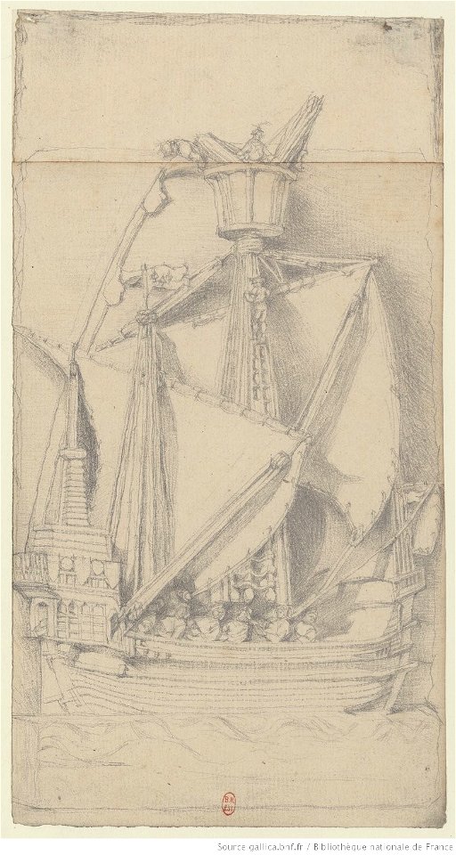 Meryon - Croquis d'étude pour l'eau-forte Les armes de Paris, btv1b55001100d